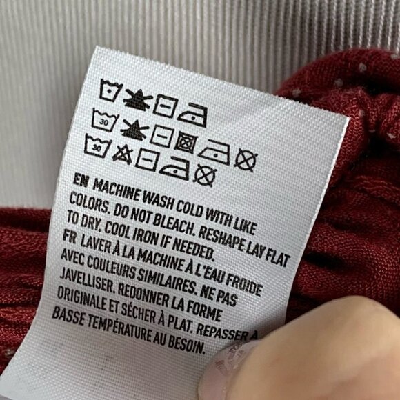 American Eagle outfitters Womens top sz L mauve pit dot bell sleeve boho peasant - Picture 9 of 10